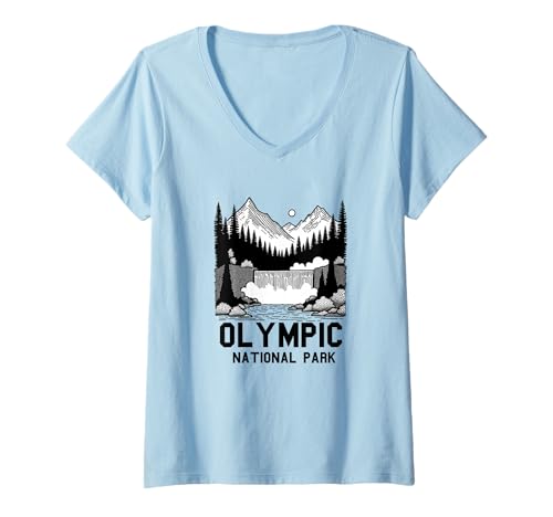 Damen Olympic National Park Washington Souvenir Männer Frauen T-Shirt mit V-Ausschnitt Damen Olympic National Park Washington Souvenir Männer Frauen T-Shirt mit V-Ausschnitt von Olympic National Park Washington