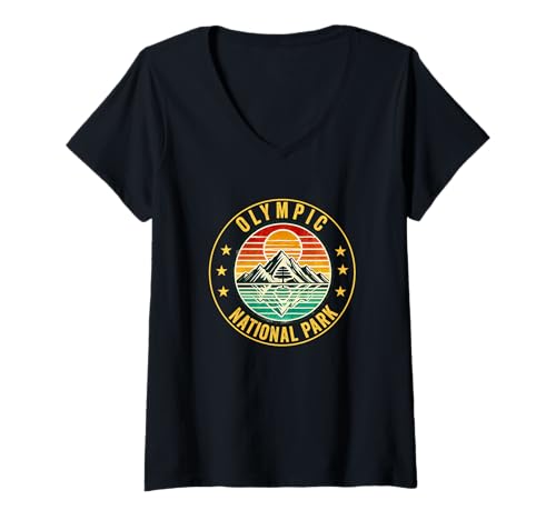 Damen Olympic National Park Washington Souvenir Männer Frauen T-Shirt mit V-Ausschnitt Damen Olympic National Park Washington Souvenir Männer Frauen T-Shirt mit V-Ausschnitt von Olympic National Park Washington