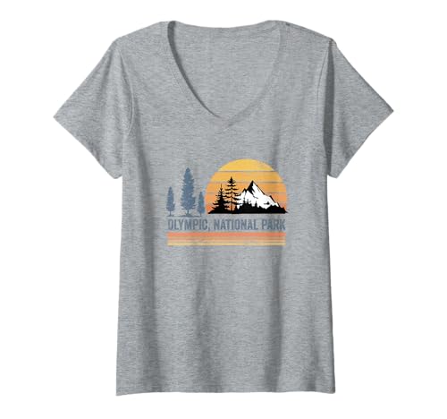 Damen Olympic National Park Washington Souvenir Männer Frauen T-Shirt mit V-Ausschnitt Damen Olympic National Park Washington Souvenir Männer Frauen T-Shirt mit V-Ausschnitt von Olympic National Park Washington