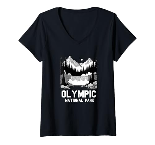 Damen Olympic National Park Washington Souvenir Männer Frauen T-Shirt mit V-Ausschnitt Damen Olympic National Park Washington Souvenir Männer Frauen T-Shirt mit V-Ausschnitt von Olympic National Park Washington