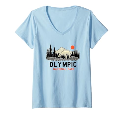 Damen Olympic National Park Washington Souvenir Männer Frauen T-Shirt mit V-Ausschnitt Damen Olympic National Park Washington Souvenir Männer Frauen T-Shirt mit V-Ausschnitt von Olympic National Park Washington