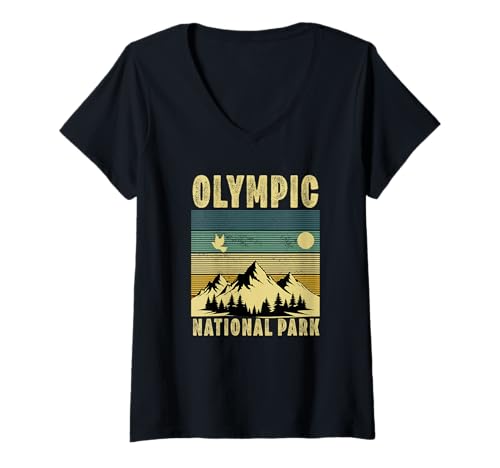 Damen Olympic National Park Washington Souvenir Männer Frauen T-Shirt mit V-Ausschnitt Damen Olympic National Park Washington Souvenir Männer Frauen T-Shirt mit V-Ausschnitt von Olympic National Park Washington