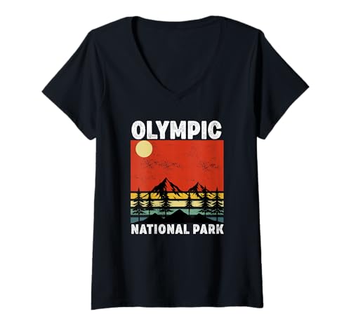 Damen Olympic National Park Washington Souvenir Männer Frauen T-Shirt mit V-Ausschnitt Damen Olympic National Park Washington Souvenir Männer Frauen T-Shirt mit V-Ausschnitt von Olympic National Park Washington