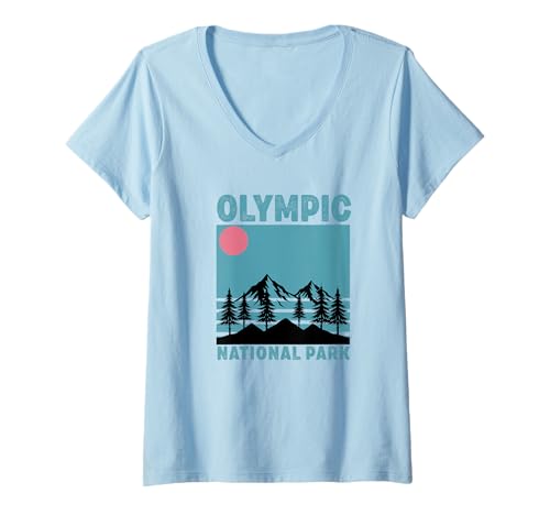 Damen Olympic National Park Washington Souvenir Männer Frauen T-Shirt mit V-Ausschnitt Damen Olympic National Park Washington Souvenir Männer Frauen T-Shirt mit V-Ausschnitt von Olympic National Park Washington
