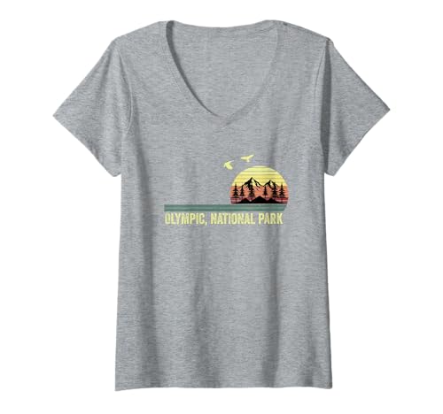 Damen Olympic National Park Washington Souvenir Männer Frauen T-Shirt mit V-Ausschnitt Damen Olympic National Park Washington Souvenir Männer Frauen T-Shirt mit V-Ausschnitt von Olympic National Park Washington