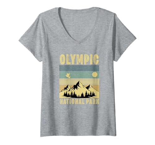 Damen Olympic National Park Washington Souvenir Männer Frauen T-Shirt mit V-Ausschnitt Damen Olympic National Park Washington Souvenir Männer Frauen T-Shirt mit V-Ausschnitt von Olympic National Park Washington