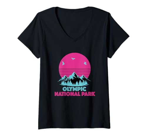Damen Olympic National Park Washington Souvenir Männer Frauen T-Shirt mit V-Ausschnitt Damen Olympic National Park Washington Souvenir Männer Frauen T-Shirt mit V-Ausschnitt von Olympic National Park Washington