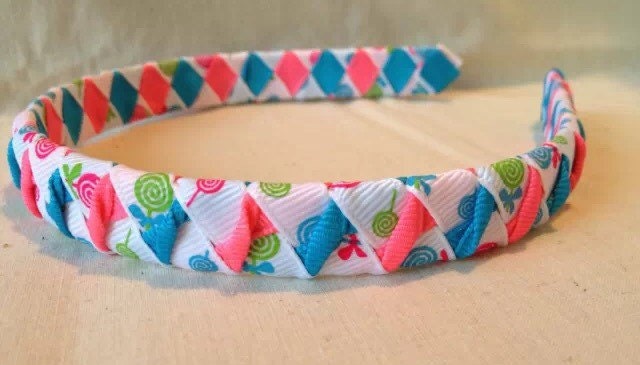 Lutscher Verdreht Druck Grosgrain Ribbon Gewebt Stirnband | 1/2 Zoll Stirnband Lutscher Verdreht Druck Grosgrain Ribbon Gewebt Stirnband | 1/2 Zoll Stirnband von Olyshairbows
