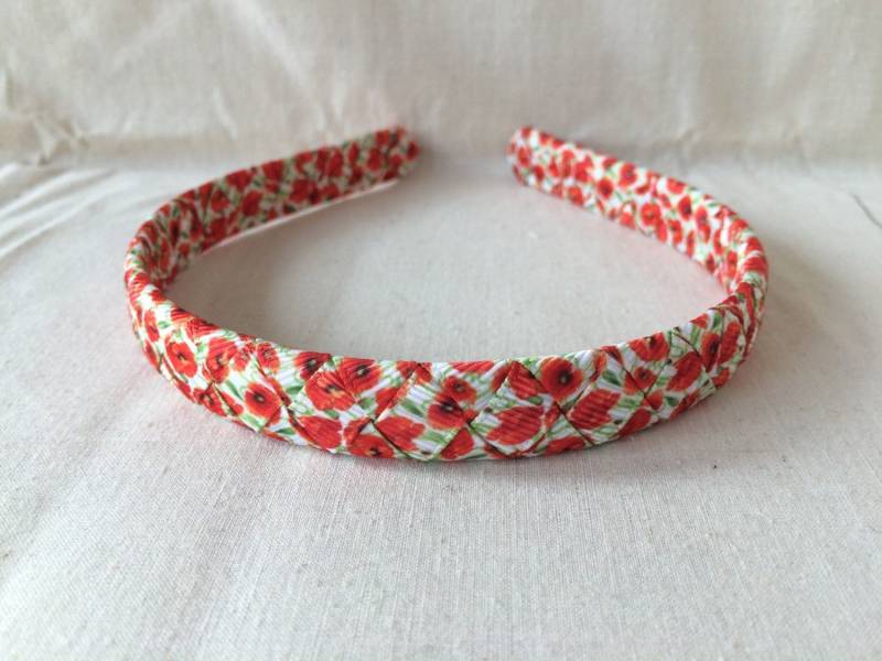 Mohn Blume Druck Grosgrain Ribbon Gewebt Stirnband | 1/2 Zoll Stirnband Mohn Blume Druck Grosgrain Ribbon Gewebt Stirnband | 1/2 Zoll Stirnband von Olyshairbows