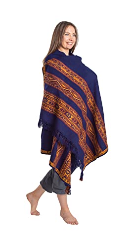 Meditationstuch oder Meditationsdecke, Wollschal oder Wickeltuch, Oversize Schal oder Stola, Wollüberwurf, indische Decke, Unisex - Blau - von Om Shanti Crafts