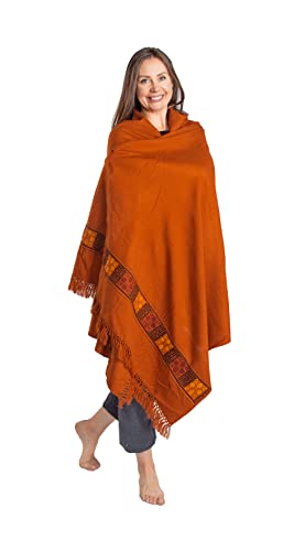 Om Shanti Crafts Meditationsschal oder Decke, veganer Wollwickel, Oversize-Schal, indische Decke, Unisex, Orange/Abendrot im Zickzackmuster (Sunset Chevron), 7' X 3.5' von Om Shanti Crafts