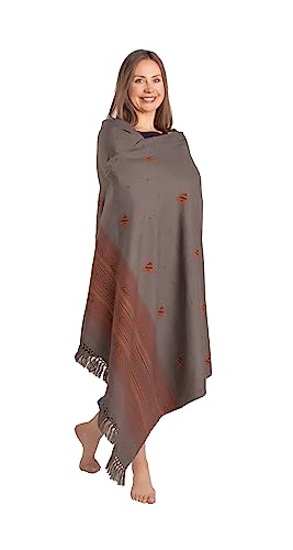 Om Shanti Crafts Meditationsschal oder -decke, exotischer Schal / Wickeltuch, Übergröße, Schal oder Stola, Unisex, grau dunkel, 7' X 3.5' von Om Shanti Crafts