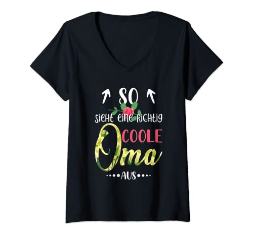 Damen So sieht eine richtig coole Oma aus T-Shirt mit V-Ausschnitt von Oma Geschenke