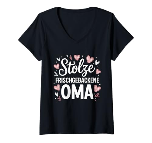 Damen Stolze Frischgebackene Oma T-Shirt mit V-Ausschnitt Damen Stolze Frischgebackene Oma T-Shirt mit V-Ausschnitt von Oma Großmutter