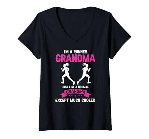 Damen Lustige Laufende Oma Wie Normal Nur Cooler T-Shirt mit V-Ausschnitt Damen Lustige Laufende Oma Wie Normal Nur Cooler T-Shirt mit V-Ausschnitt von Oma Joggen Spaß Humor Stil