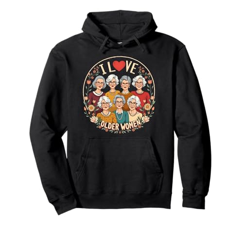 Ich Liebe Ältere Frauen Oma Retro Pullover Hoodie Ich Liebe Ältere Frauen Oma Retro Pullover Hoodie von Oma Lustig Retro Blumen