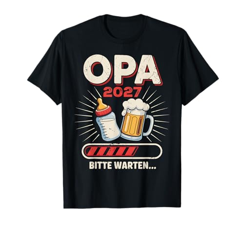 Herren Opa 2027 Schwangerschaft Verkünden Opa 2027 Loading T-Shirt von Oma Opa Schwangerschaft Verkünden