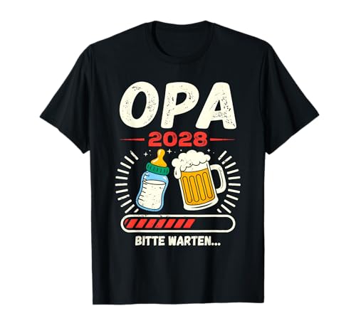 Herren Opa 2028 Schwangerschaft Verkünden Opa 2028 Loading T-Shirt von Oma Opa Schwangerschaft Verkünden