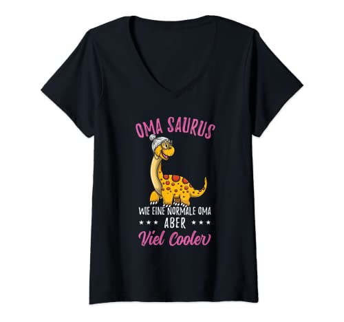 Damen Oma Saurus Lustiges Oma Muttertag T-Shirt mit V-Ausschnitt von Oma Saurus Lustiges Oma Muttertag