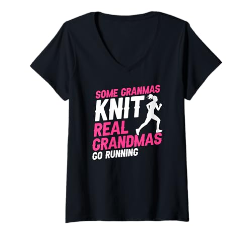 Damen Echte Omas Laufen Lustiger Spruch Für Sportliche T-Shirt mit V-Ausschnitt von Oma Stolz Auf Aktiv Sein