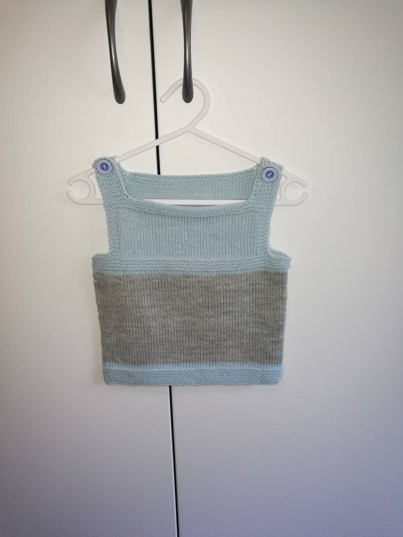 Pullunder 6 Monate Grau Blau Merinowolle von OmaJuttaDE