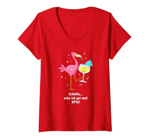 Damen Omega 3 - Flamingo - Scheisse Sehe ich gut aus T-Shirt mit V-Ausschnitt Damen Omega 3 - Flamingo - Scheisse Sehe ich gut aus T-Shirt mit V-Ausschnitt von Omega 3 Fun