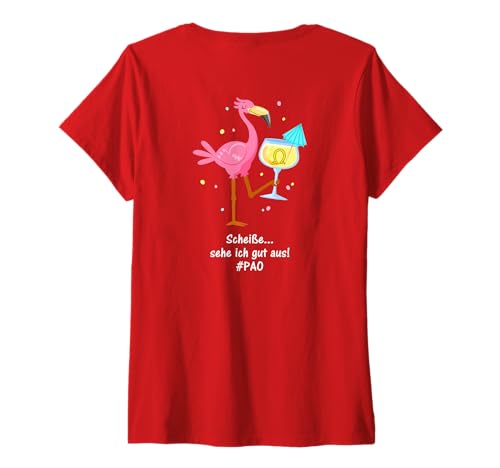 Damen Omega 3 - Flamingo - Scheisse Sehe ich gut aus - hinten T-Shirt mit V-Ausschnitt Damen Omega 3 - Flamingo - Scheisse Sehe ich gut aus - hinten T-Shirt mit V-Ausschnitt von Omega 3 Fun