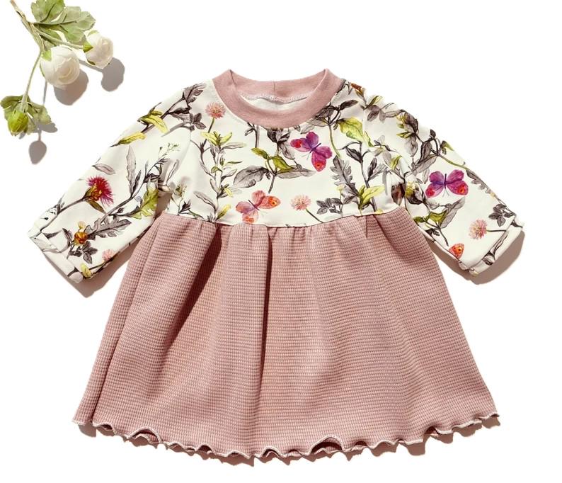 Gr. 74 Baby Kleid Hängerchen Tunika Rock Mädchen Kleidchen Kita Langarm Waffeljersey von OmennyS