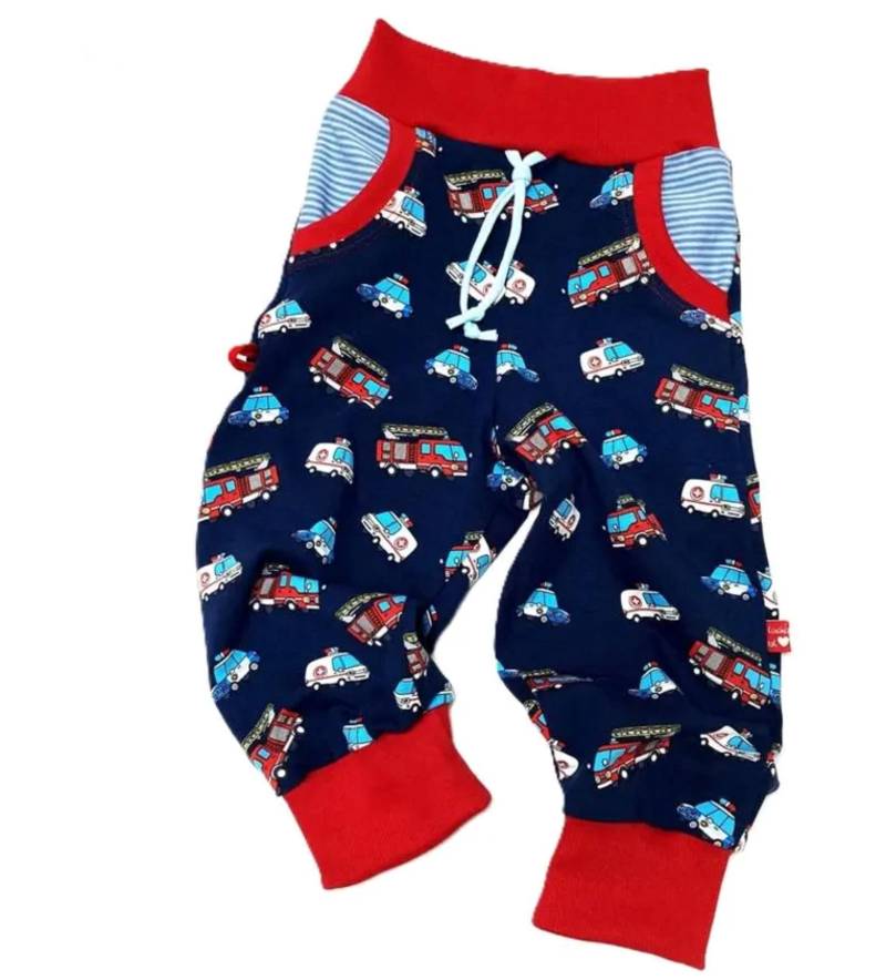 Jogginghose Baby Hose Pumphose Babyhose Cargohose Babykleidung Kinderkleidung Junge Gr. 74 /80 Polizei Feuerwehr Blau Rot von OmennyS