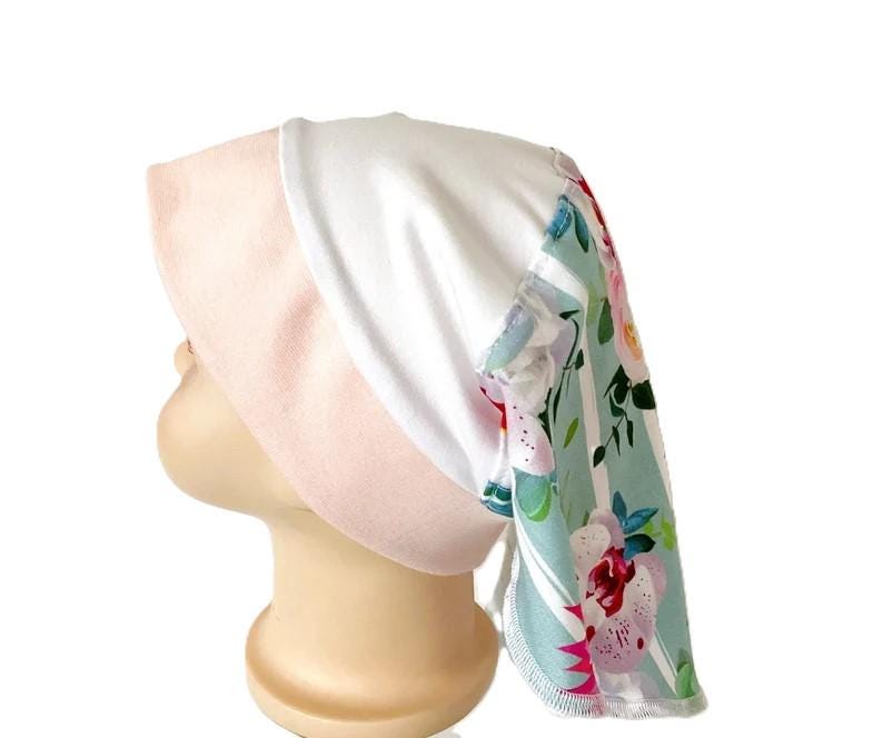 Kopftuch Mädchen Kinderkopftuch Ku 50 51 52 53 Kinder-Kopftuch Mädchenkopftuch Mütze Bandana Beige Rosen Blumen von OmennyS