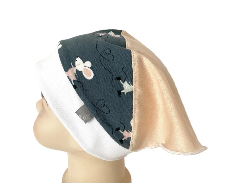 Kinder-Kopftuch Babykopftuch Mütze Bandana Mädchen Mäuse Ku 48 49 50 51 von OmennyS