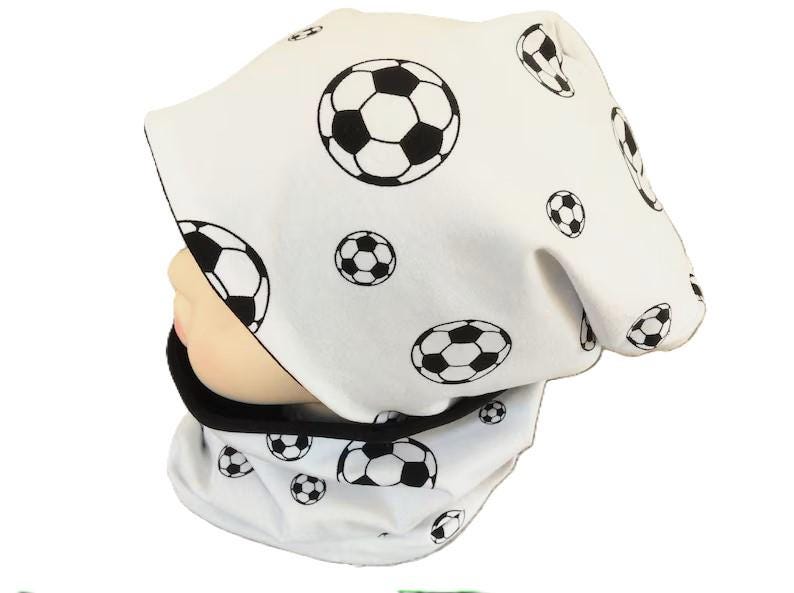 Ku 52 53 54 Set Mütze Beanie Loop Halstuch Jersey Junge Fußball Schwarz Weiß Innen Mit von OmennyS