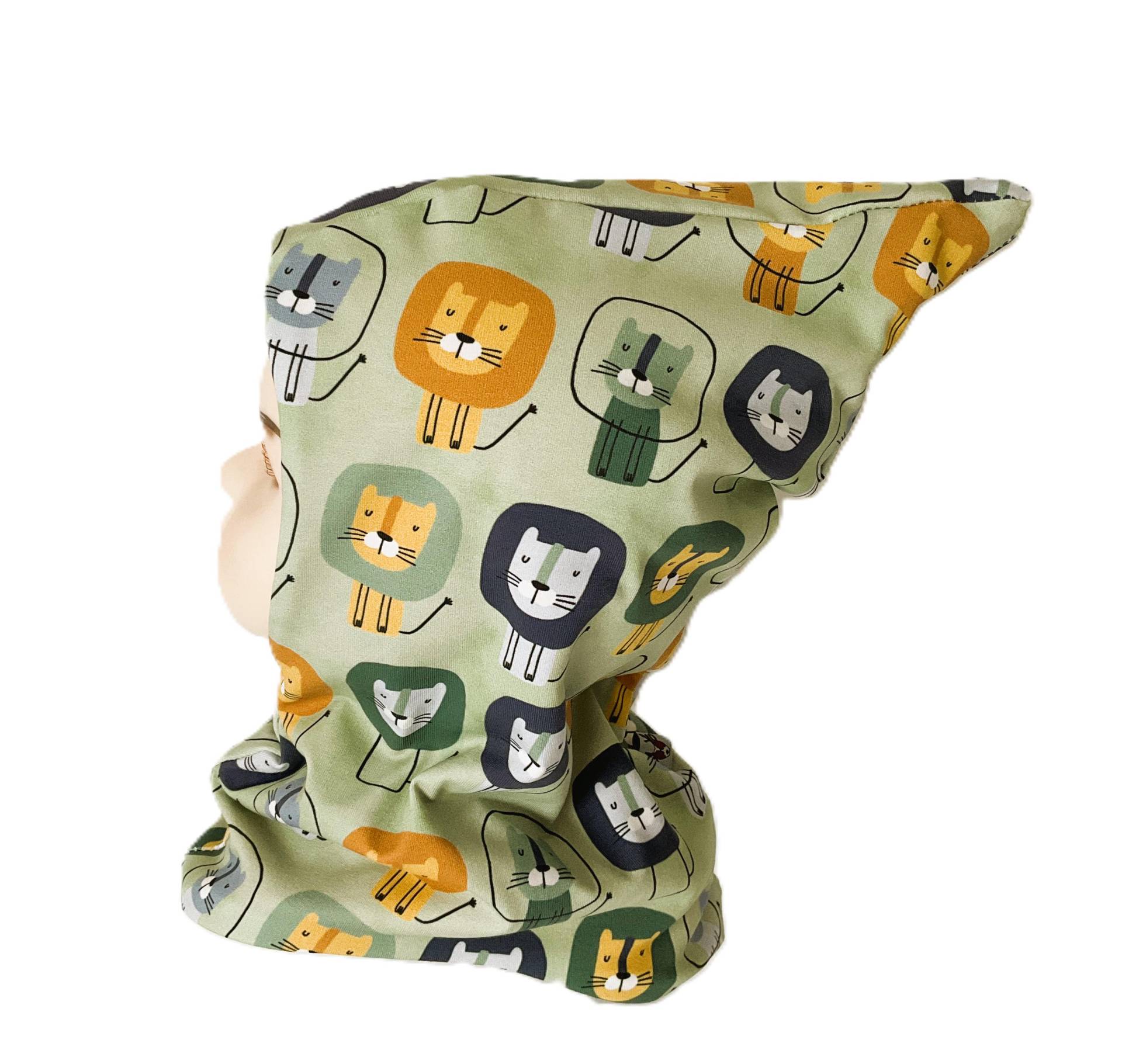 Schlupfmütze Junge Ku 50 51 52 Schalmütze Mütze Mit Loop Zipfelmütze Loopmütze Schlauchmütze Kindermütze Winter Löwenköpfe Löwe von OmennyS