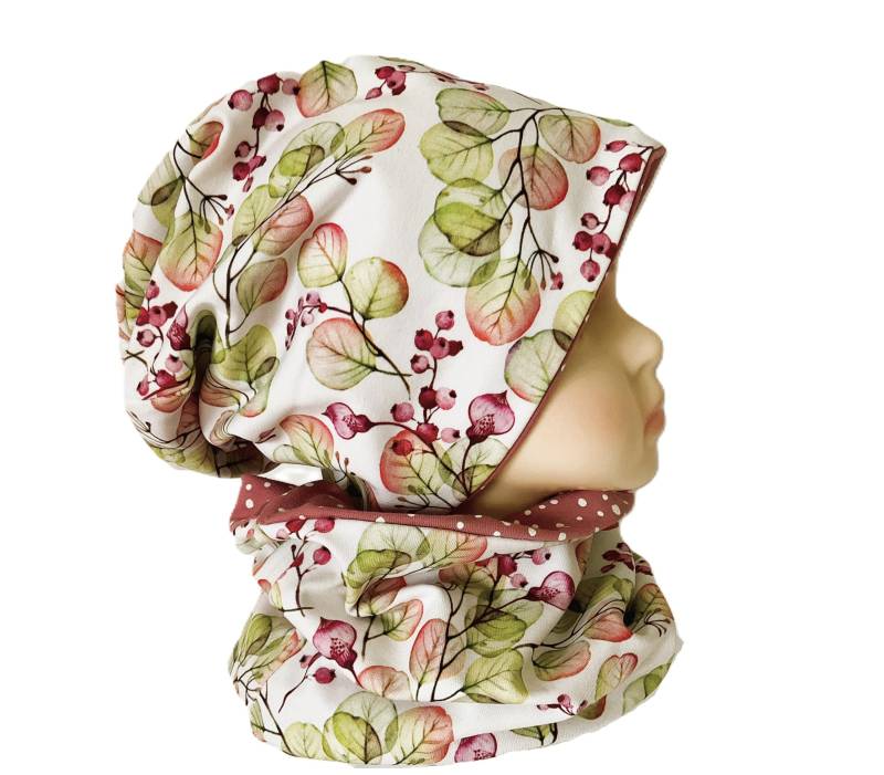 Set Beanie Loop Mädchen Ku 52 53 54 Schlauchschal Kinder Mütze Schal Slouch Kinderset Herbst von OmennyS