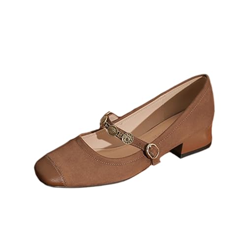 Ballerinas Schuhe für Frauen – Vintage Braune Mary Jane Schuhe mit 3CM niedrigem Absatz – Perfekt für Hochzeit, Party, Reisen, Gehen & Fahren,Braun,40 EU Ballerinas Schuhe für Frauen – Vintage Braune Mary Jane Schuhe mit 3CM niedrigem Absatz – Perfekt für Hochzeit, Party, Reisen, Gehen & Fahren,Braun,40 EU von Omeslike