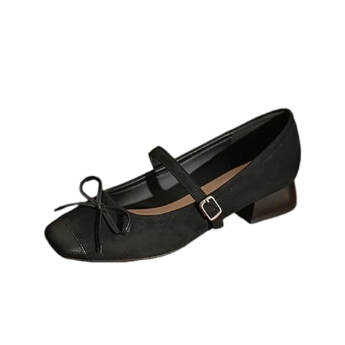 Ballerinas Schuhe für Frauen mit großer Breite – Arbeits- und Hochzeitsgastschuhe mit quadratischer Spitze, atmungsaktives rutschfestes Wildlederdesign für den ganzen Tag im Stehen,Schwarz,39 EU Ballerinas Schuhe für Frauen mit großer Breite – Arbeits- und Hochzeitsgastschuhe mit quadratischer Spitze, atmungsaktives rutschfestes Wildlederdesign für den ganzen Tag im Stehen,Schwarz,39 EU von Omeslike