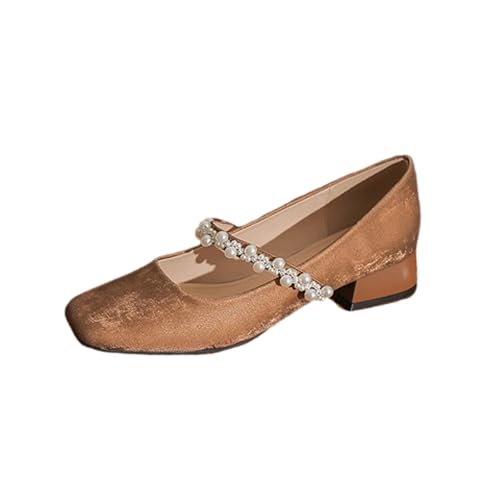 Ballerinas für Damen – Mary Jane Schuhe mit niedrigem klobigen Absatz, für schmale Füße Damen in kleinen Größen – für das tägliche Büro, Reisen, Gehen,Braun,37 EU Ballerinas für Damen – Mary Jane Schuhe mit niedrigem klobigen Absatz, für schmale Füße Damen in kleinen Größen – für das tägliche Büro, Reisen, Gehen,Braun,37 EU von Omeslike