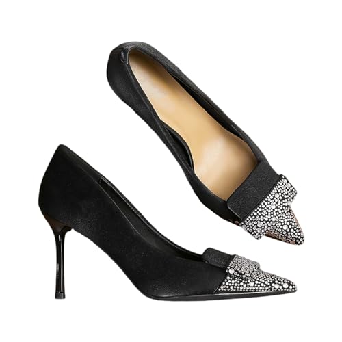 Damen 8cm Stiletto High Heels Spitze Spitze Abendkleid Pumps - Hochzeit & Party Schuhe, Bequeme Slip On Work Heels,Schwarz,38 EU Damen 8cm Stiletto High Heels Spitze Spitze Abendkleid Pumps - Hochzeit & Party Schuhe, Bequeme Slip On Work Heels,Schwarz,38 EU von Omeslike