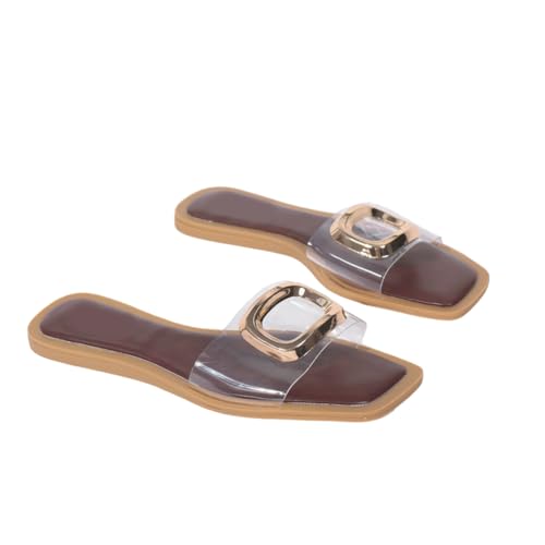 Omeslike Flache transparente Damensandalen mit offener Zehenpartie – Flache Pantoletten für Spaziergang, Shopping, Büro und Resort – Outdoor/Indoor Flip-Flops,Braun,36 EU Omeslike Flache transparente Damensandalen mit offener Zehenpartie – Flache Pantoletten für Spaziergang, Shopping, Büro und Resort – Outdoor/Indoor Flip-Flops,Braun,36 EU von Omeslike