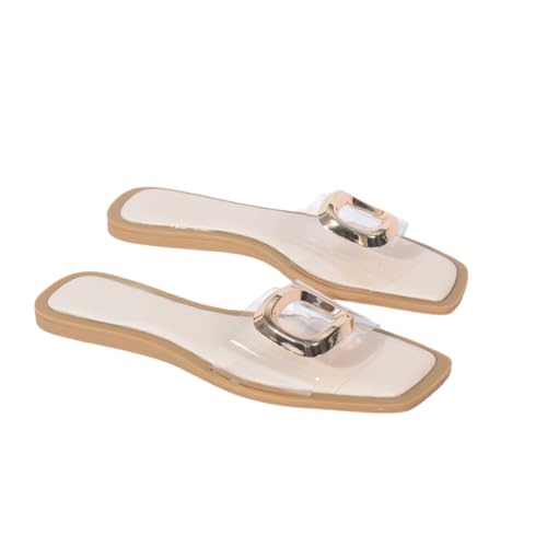Omeslike Flache transparente Damensandalen mit offener Zehenpartie – Flache Pantoletten für Spaziergang, Shopping, Büro und Resort – Outdoor/Indoor Flip-Flops,Weiß,41 EU Omeslike Flache transparente Damensandalen mit offener Zehenpartie – Flache Pantoletten für Spaziergang, Shopping, Büro und Resort – Outdoor/Indoor Flip-Flops,Weiß,41 EU von Omeslike