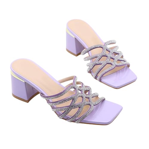 Damen Sandalen mit offenem Zehenabsatz – Leichte Slip-On-Sandalen mit breiter Breite für Hochzeit, Büro und Alltag,Lila,41 EU Damen Sandalen mit offenem Zehenabsatz – Leichte Slip-On-Sandalen mit breiter Breite für Hochzeit, Büro und Alltag,Lila,41 EU von Omeslike