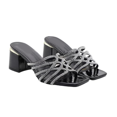 Damen Sandalen mit offenem Zehenabsatz – Leichte Slip-On-Sandalen mit breiter Breite für Hochzeit, Büro und Alltag,Schwarz,37 EU Damen Sandalen mit offenem Zehenabsatz – Leichte Slip-On-Sandalen mit breiter Breite für Hochzeit, Büro und Alltag,Schwarz,37 EU von Omeslike