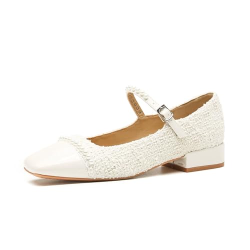 Mary Jane Pumps mit niedrigem Absatz für zierliche Frauen – Vintage Ballerinas mit verstellbaren Trägern – Hochzeit, Party, Reisen, Gehen, Fahren Schuhe,Weiß,34 EU Mary Jane Pumps mit niedrigem Absatz für zierliche Frauen – Vintage Ballerinas mit verstellbaren Trägern – Hochzeit, Party, Reisen, Gehen, Fahren Schuhe,Weiß,34 EU von Omeslike