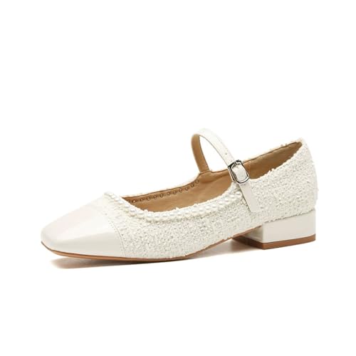 Mary Jane Pumps mit niedrigem Absatz für zierliche Frauen – Vintage Ballerinas mit verstellbaren Trägern – Hochzeit, Party, Reisen, Gehen, Fahren Schuhe,Weiß,36 EU Mary Jane Pumps mit niedrigem Absatz für zierliche Frauen – Vintage Ballerinas mit verstellbaren Trägern – Hochzeit, Party, Reisen, Gehen, Fahren Schuhe,Weiß,36 EU von Omeslike