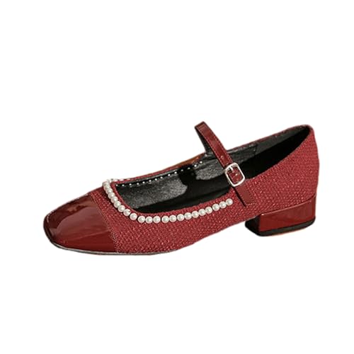 Mary Jane Pumps mit niedrigem Absatz für zierliche Frauen – Vintage Ballerinas mit verstellbaren Trägern – Hochzeit, Party, Reisen, Gehen, Fahren Schuhe,Wine red,40 EU Mary Jane Pumps mit niedrigem Absatz für zierliche Frauen – Vintage Ballerinas mit verstellbaren Trägern – Hochzeit, Party, Reisen, Gehen, Fahren Schuhe,Wine red,40 EU von Omeslike