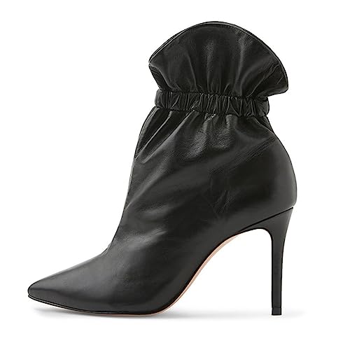 Omeslike Damenmode, klassische Chelsea-Stiefeletten, spitze Zehen-Stiletto-High-Heel-Pull-On-Booties, Halloween-Party-Kurzstiefel,Schwarz,42 von Omeslike