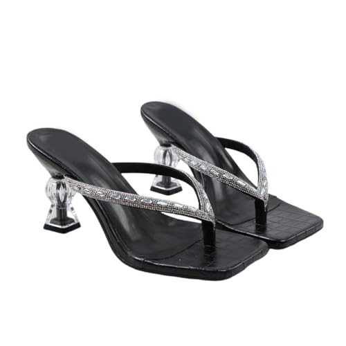 Tanga-Sandalen für Damen – 8,5 cm Flip-Flop mit hohem Absatz für Abendveranstaltungen, Urlaub, Hochzeiten – gepolsterte Fußgewölbestütze,Schwarz,39 EU Tanga-Sandalen für Damen – 8,5 cm Flip-Flop mit hohem Absatz für Abendveranstaltungen, Urlaub, Hochzeiten – gepolsterte Fußgewölbestütze,Schwarz,39 EU von Omeslike