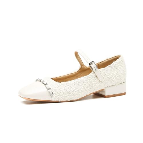 Weiße Ballerinas mit verstellbaren Trägern für Damen – Mary Jane Pumps mit niedrigem Absatz – Rutschfester Komfort für Hochzeit, Party, Reisen, Gehen und Autofahren,Weiß,36 EU Weiße Ballerinas mit verstellbaren Trägern für Damen – Mary Jane Pumps mit niedrigem Absatz – Rutschfester Komfort für Hochzeit, Party, Reisen, Gehen und Autofahren,Weiß,36 EU von Omeslike