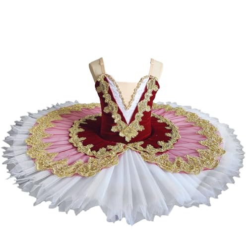 Omfpafeu Mädchen Tutu Professioneller Gesellschaftstanz Bühnentanz Performance Wettbewerb Klassifizierungskleid Schwanensee Tänzerin Kostüm,Style 3,120 von Omfpafeu