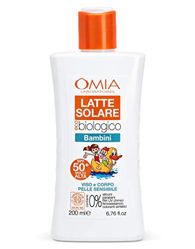 Bio-Sonnenmilch für Kinder, Gesicht, Körper, LSF50+, hoher Schutz, 200 ml von Omia